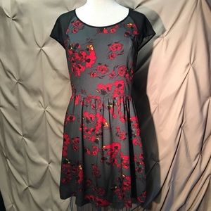 Kenzie Sheer Shoulder Floral Dress Size Med